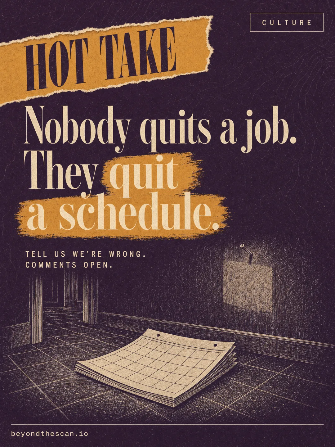 beyond the scan quit a schedule post